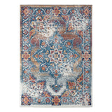 8' X 10' Ivory Blue And Orange Medallion Area Rug