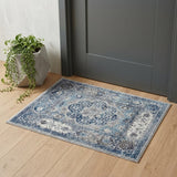 2' X 3' Ivory Blue And Gray Medallion Area Rug