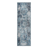 10' Ivory Blue And Gray Medallion Runner Rug