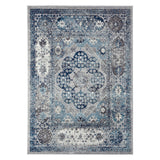 5' X 8' Ivory Blue And Gray Medallion Area Rug