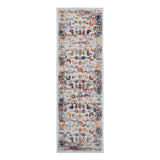 6' Ivory Navy and Orange Floral Power Loom Runner Rug