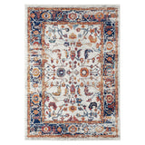 4' X 6' Ivory Navy and Orange Floral Power Loom Area Rug