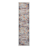 10' Ivory Navy and Orange Floral Power Loom Runner Rug
