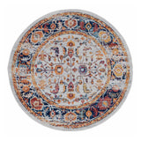 6' Ivory And Orange Floral Round Rug