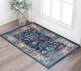 2' X 3' Ivory And Orange Oriental Area Rug