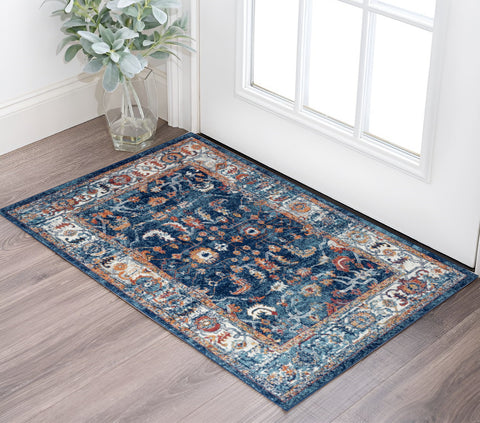 2' X 3' Ivory And Orange Oriental Area Rug