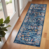 6' Ivory And Orange Oriental Runner Rug