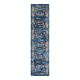 10' Blue Rust and Orange Oriental Power Loom Runner Rug