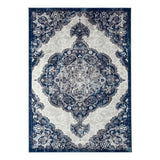4' X 6' Ivory Gray And Blue Medallion Area Rug