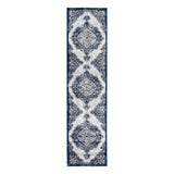 10' Navy and Ivory Medallion Power Loom Runner Rug