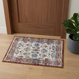 2' X 3' Ivory Brown And Orange Floral Area Rug