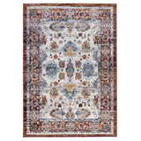 6' Ivory Brown And Orange Floral Runner Rug