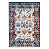 2' X 3' Ivory Navy and Orange Floral Power Loom Area Rug