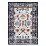 10' Ivory Navy and Orange Floral Power Loom Runner Rug