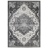 10' Ivory Black and Gray Medallion Power Loom Runner Rug