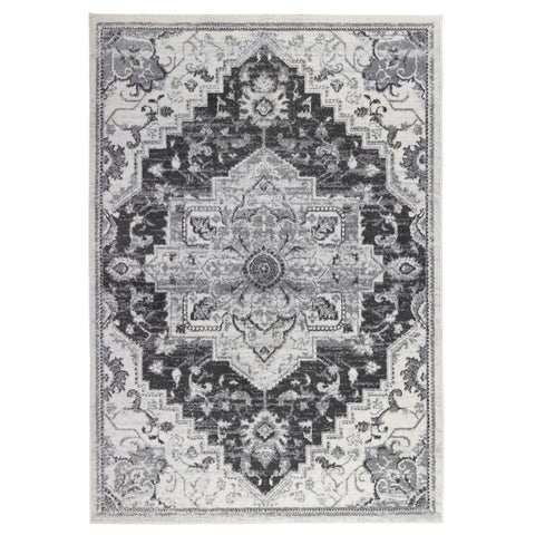 2' X 3' Gray and Dark Gray Medallion Power Loom Area Rug