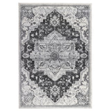 6' Gray And Dark Gray Medallion Runner Rug