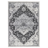 10' Gray and Dark Gray Medallion Power Loom Runner Rug