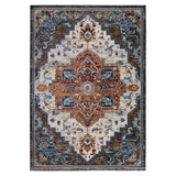 2' X 3' Gray Rust and Orange Medallion Power Loom Area Rug
