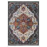 10' Gray Rust and Orange Medallion Power Loom Runner Rug