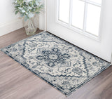 2' X 3' Ivory And Blue Medallion Area Rug