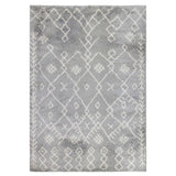 10' Ivory And Light Gray Geometric Shag Runner Rug
