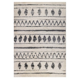 10' Black and Ivory Geometric Shag Runner Rug