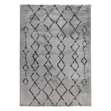 10' Black And Gray Geometric Shag Runner Rug