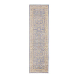 8' Gray Yellow And Lavender Floral Runner Rug