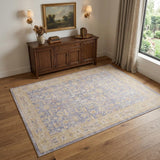 4' X 6' Gray Yellow And Lavender Floral Area Rug