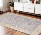 4' X 6' Gray Yellow And Lavender Floral Area Rug