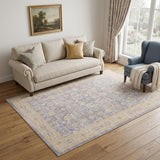 5' X 8' Gray Yellow And Lavender Floral Area Rug