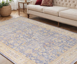 5' X 8' Gray Yellow And Lavender Floral Area Rug