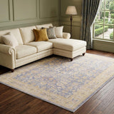 8' X 10' Gray Yellow And Lavender Floral Area Rug