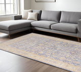 8' X 10' Gray Yellow And Lavender Floral Area Rug