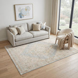 5' X 7' Tan And Gray Medallion Area Rug