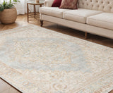 5' X 7' Tan And Gray Medallion Area Rug