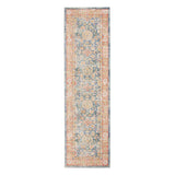 8' Coral And Blue Oriental Runner Rug