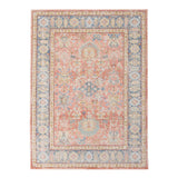 4' X 6' Coral And Blue Oriental Area Rug