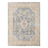 5' X 8' Coral And Blue Floral Area Rug