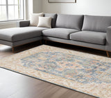 8' X 10' Coral And Blue Floral Area Rug