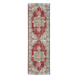 8' Ivory Red And Blue Medallion Runner Rug