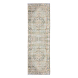 8' Green And Light Gray Medallion Runner Rug