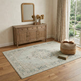4' X 6' Tan And Light Green Medallion Area Rug