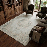 8' X 10' Tan And Light Green Medallion Area Rug