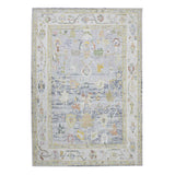 5' X 8' Ivory Blue And Green Floral Area Rug
