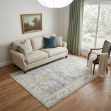 5' X 8' Ivory Blue And Green Floral Area Rug
