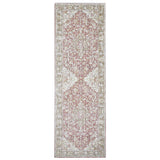 8' Pink And Gray Medallion Runner Rug