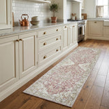 8' Pink And Gray Medallion Runner Rug