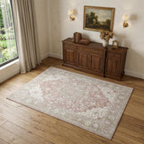 4' X 6' Pink And Gray Medallion Area Rug